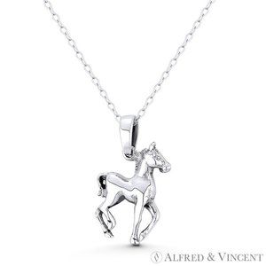 Colt / Foal Young Horse Baby Animal Charm in Oxidized .925 Sterling Silver